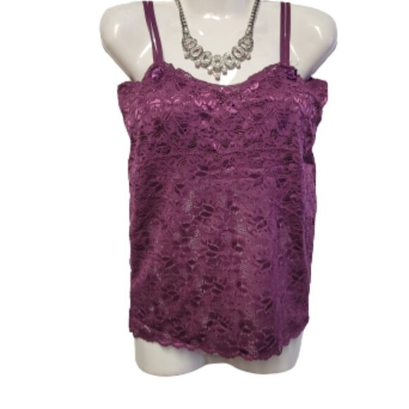 Purple Tank Top Lace Camisole SIZE M - Stretchy Top -  NEW - Picture 5 of 7